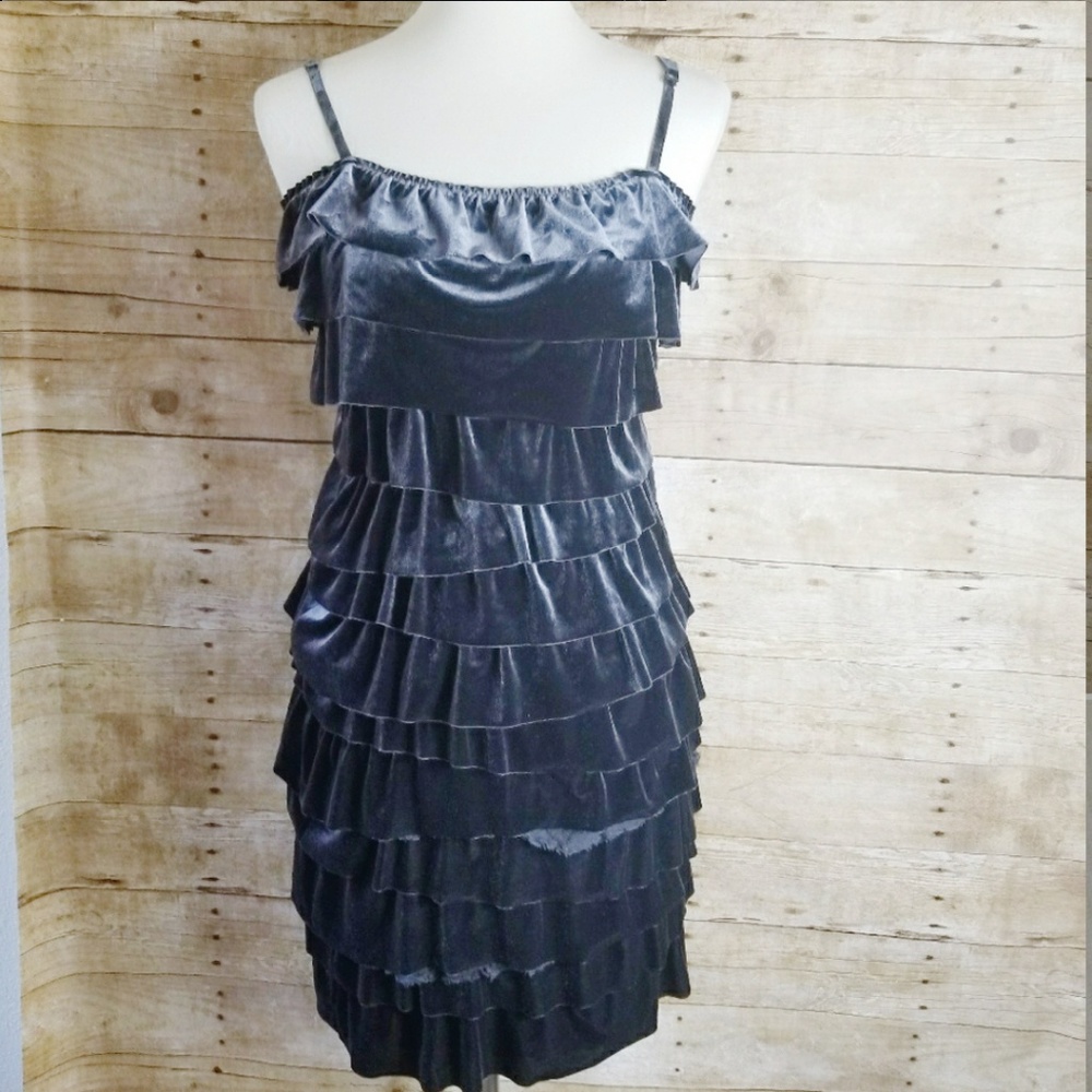 Bailey 44 Gray Black Chiffon Crushed Velvet Anthro